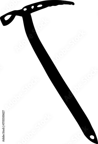 Vector isolated illustration of an ice axe silhouette for mountaineering.
