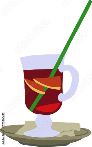 Vector illustration of servings of mulled wine.