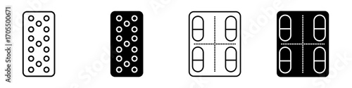 Blister drug pack icon vectors for apps and web.