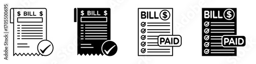 Bill paid icon vectors for apps and web.
