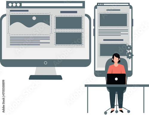 A girl is creating business website