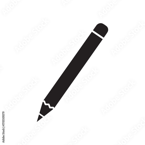 pencil silhouette black fill vector on white background.