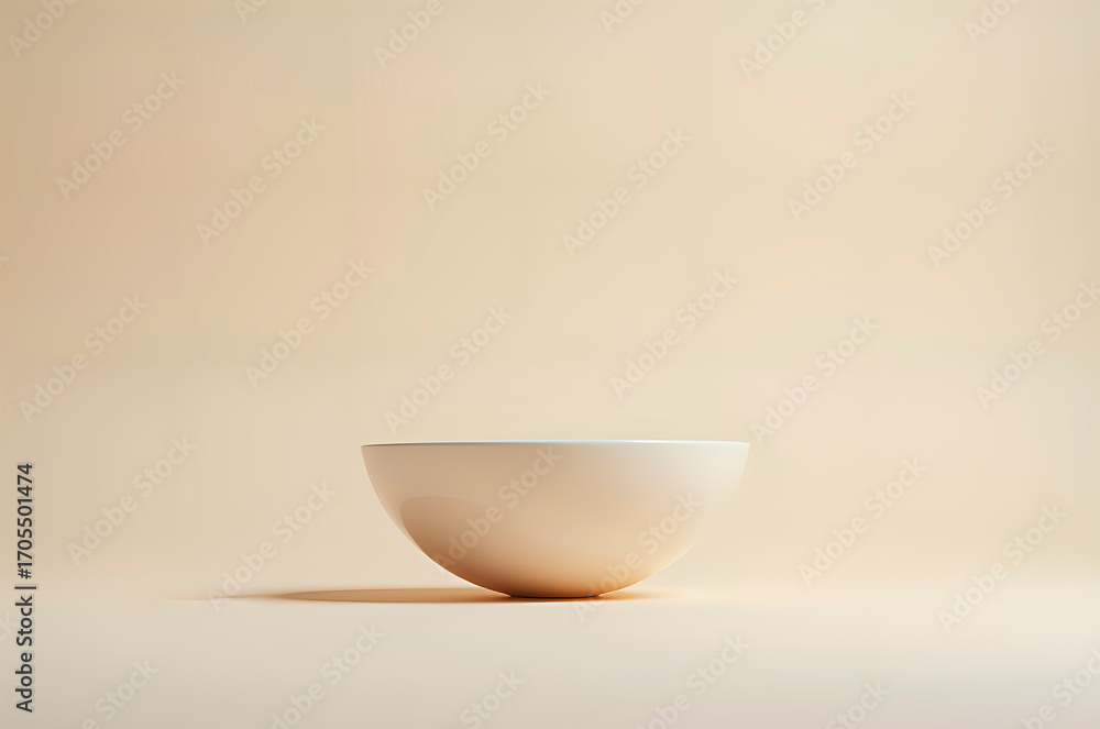 Fototapeta premium Minimalist Ceramic Bowl on Neutral Background - Still Life Photo