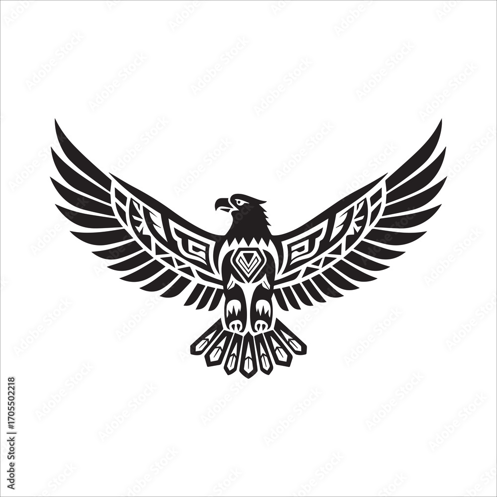 Obraz premium Vector art of majestic eagle soars with intricate tribal patterns