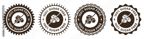Sugar Free Food Label Badges with Retro Style Icons