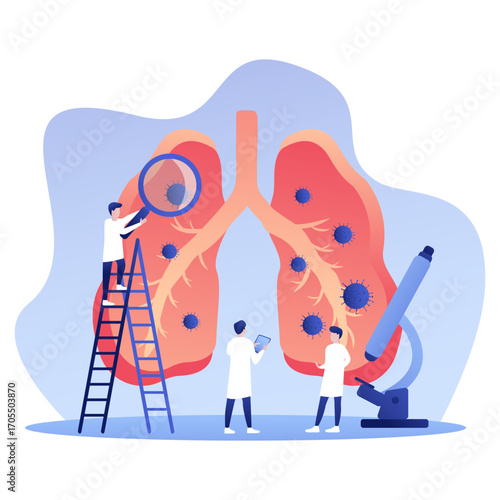 Lung Infection Diagnosis and Virus Research Vector Illustration