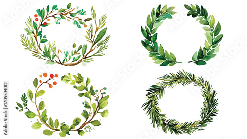Elegant Green Floral Wreath Christmas Frame Decoration