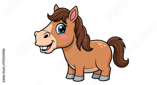 Cute Cartoon Horse Illustration.