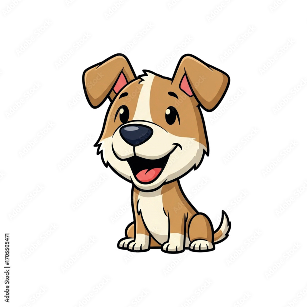 Obraz premium Cute cartoon puppy dog sitting and smiling.