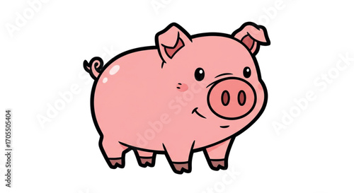 Cute cartoon pig illustration.