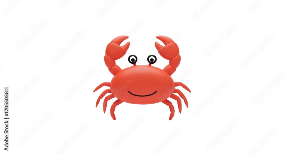 Fototapeta premium Cute cartoon red crab with big claws and happy face.