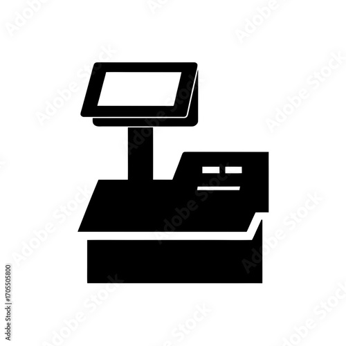 Silhouette of a point of sale terminal on transparent background