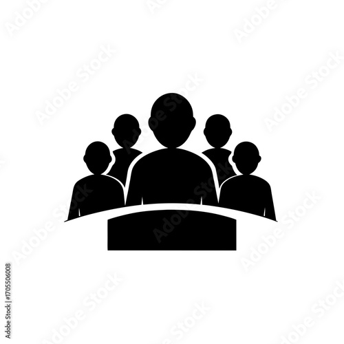 Silhouette of group of people standing up on transparent background