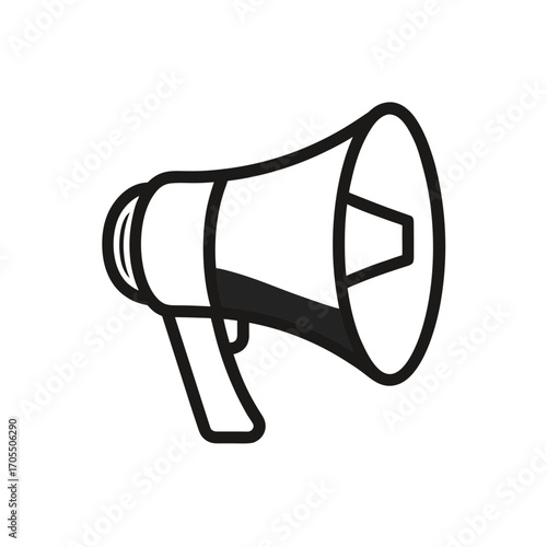 Illustration of a simple black megaphone on transparent background