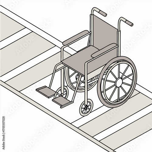 Wheelchair in empty room in nursing home or hospital
