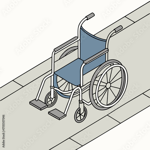Wheelchair in empty room in nursing home or hospital
