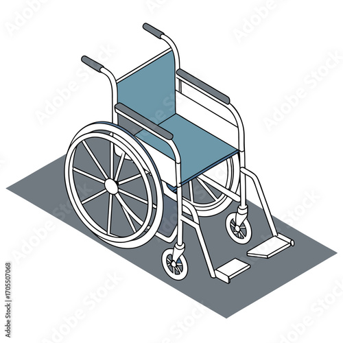 Wheelchair in empty room in nursing home or hospital
