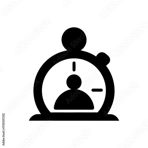 Person inside a stopwatch timer graphic icon on transparent background