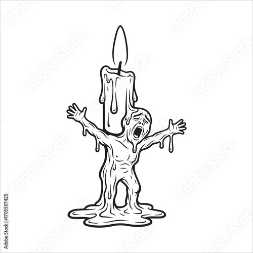 Illustration of a melting candle man screaming