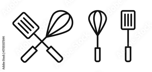 spatula and whisk icon vectors for apps and web.
