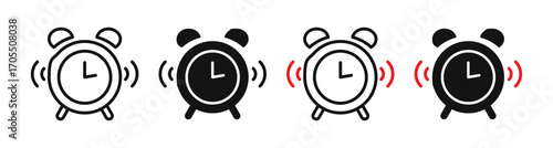 ringing alarm clock icon vectors for apps and web.