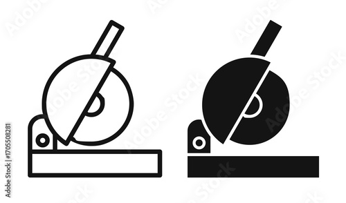 miter saw icon vectors for apps and web.
