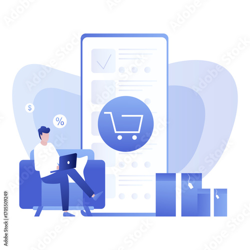 Online Shopping and E-Commerce App Isometric Vector Illustration