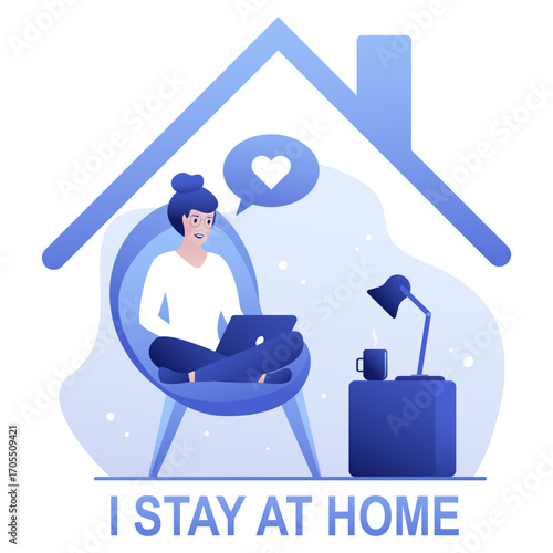 Remote Work and Stay at Home Lifestyle Isometric Vector Illustration