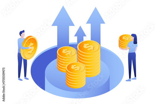 Financial Growth and Investment Profit Isometric Vector Illustration