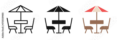 Terrace cafe icon vectors for apps and web.