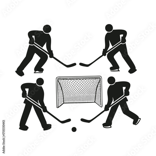 Silhouettes of Lacrosse Players in Various Action Poses