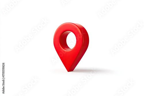 Red 3D map pin on white background