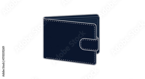 Dark Blue Leather Wallet with White Stitching.