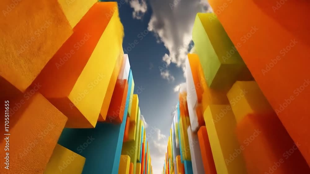 custom made wallpaper toronto digitalColorful Abstract Architecture Structures Under Bright Sky in Wide Angle Perspective