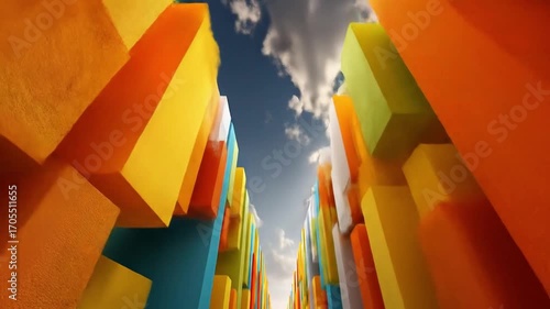 Wallpaper Mural Colorful Abstract Architecture Structures Under Bright Sky in Wide Angle Perspective Torontodigital.ca