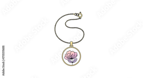 Delicate Pink Lotus Flower Pendant Necklace.