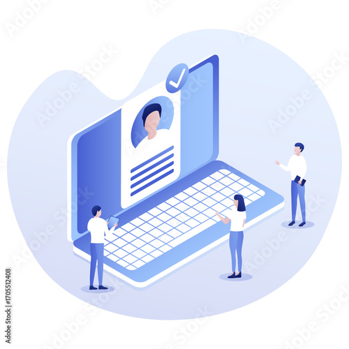 Online Profile and Digital Identity Isometric Vector Illustration