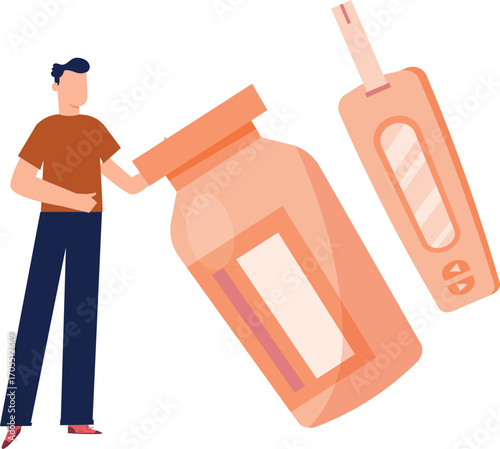 Boy holding insulin bottle