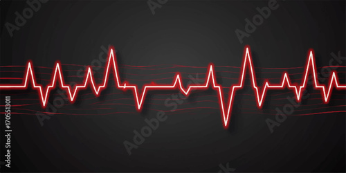 Medical heart rate monitor showing a red heartbeat electrocardiogram line