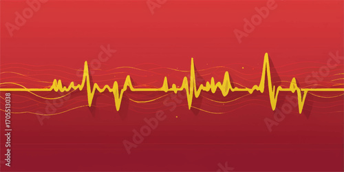 A pulsating green cardiogram line shows a healthy heart's rhythmic heartbeat on an EKG monitor, illustrating the vital pulse of life