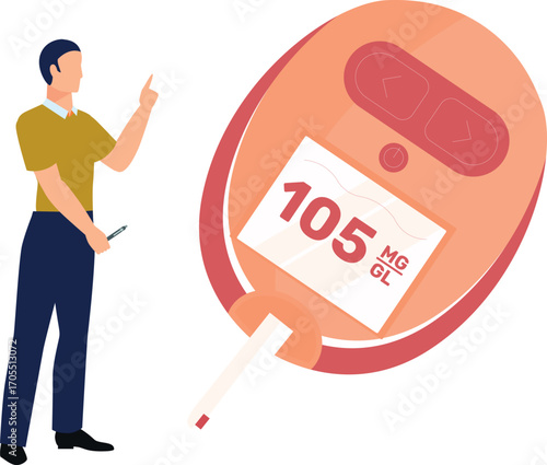 Boy measures sugar level