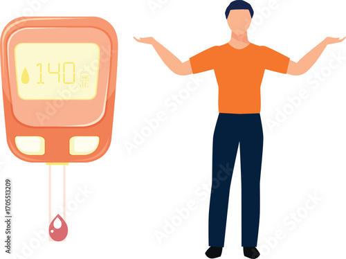 Boy showing glucometer