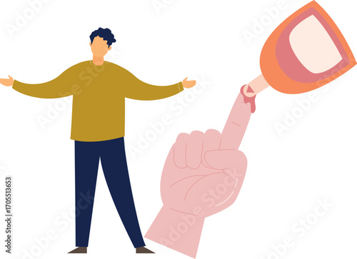 Boy standing with tested finger