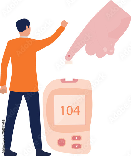 Boy testing from glucometer