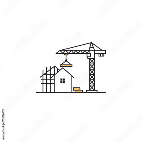 House construction site with a tower crane, symbolizing property development and project growth