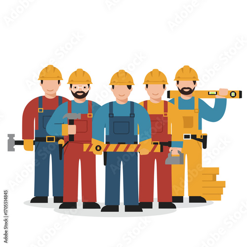 Construction Worker Team Skilled Builders & Contractors