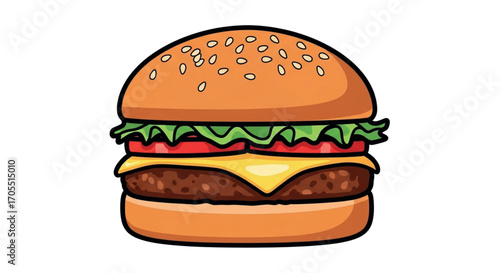 Delicious Hamburger with Lettuce Tomato and Cheese.
