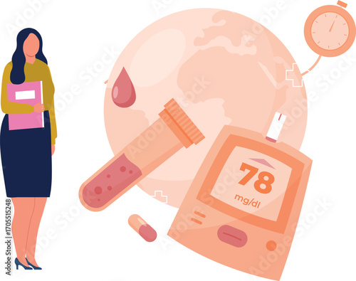 Girl researching on diabetes