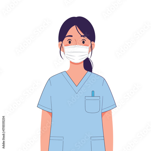 Healthcare professional wearing a protective mask and scrubs, representing medical care and health