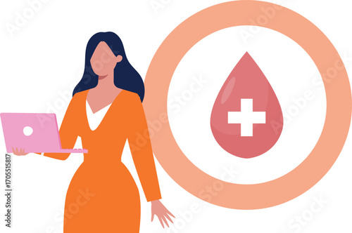 Girl using laptop for healthy blood tips